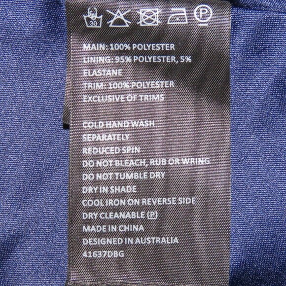 Bardot Women's Navy-Blue Halter Formal Dress & Leaf Lace Overlay Size 16 (C1595) - Picture 7 of 7